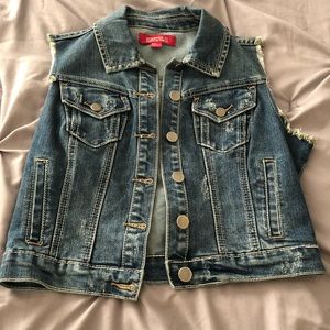 Button down jean vest